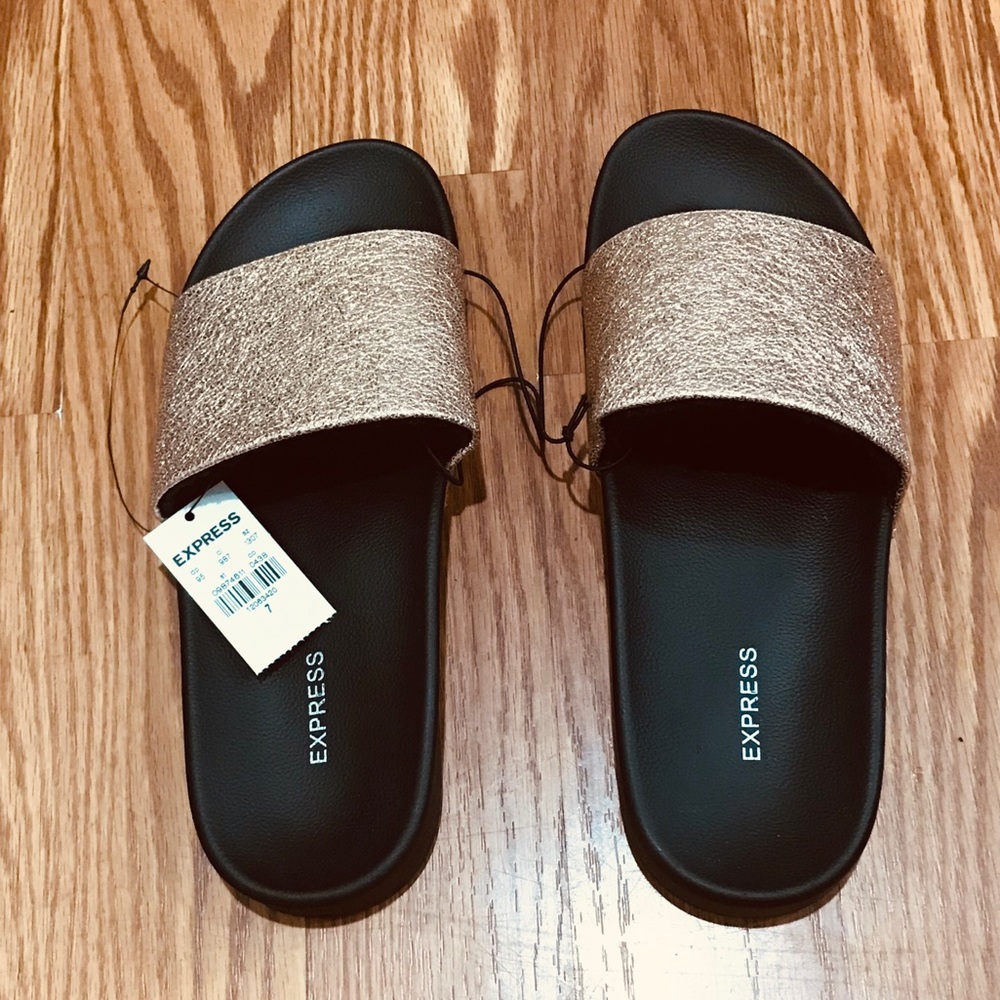 Express Vici Women Metallic Glitter Band Sandals